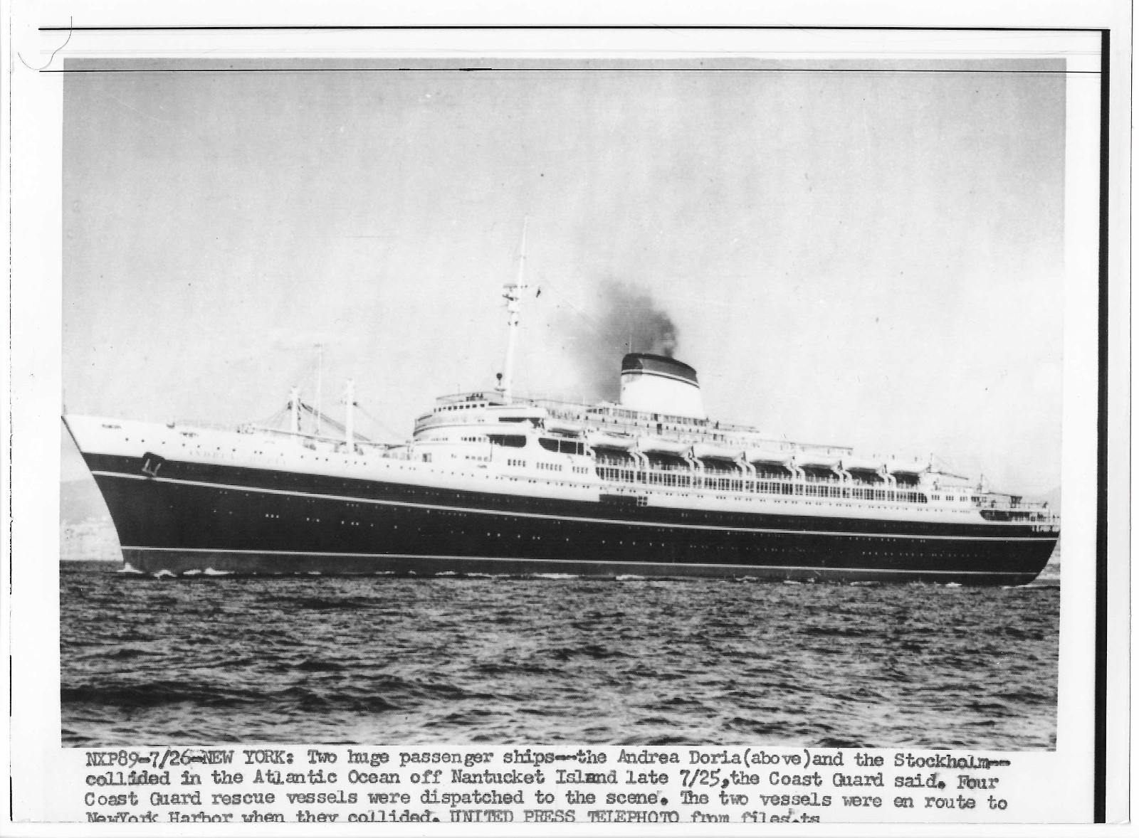 Andrea Doria Vintage Photo 1956 9x7 Press Cruise Liner SS Ship Ocean Andrea Doria Vintage Photo 1956 9x7 Press Cruise Liner SS Ship Ocean