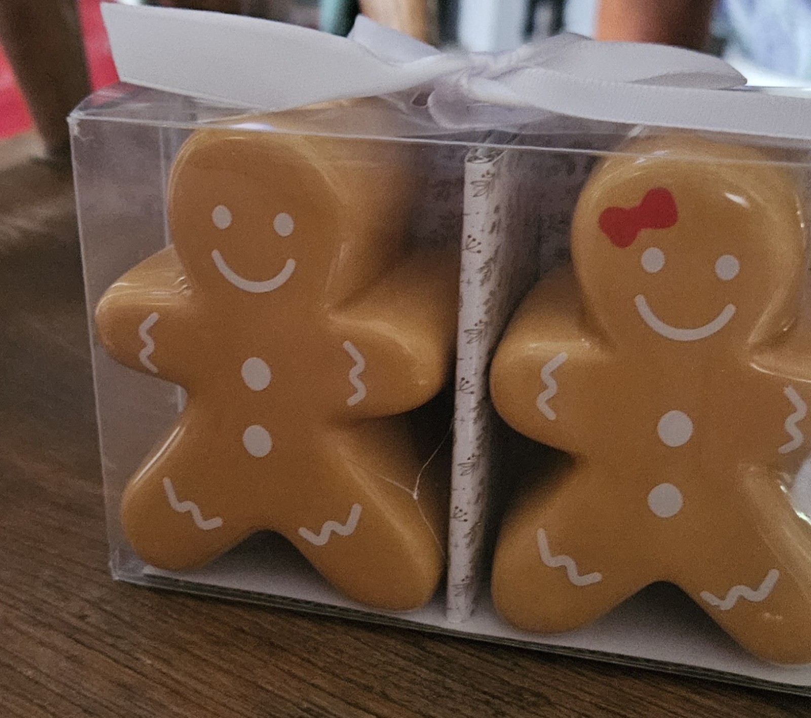 Ceramic Gingerbread Boy & Girl Salt & Pepper Shakers NEW Holiday Cheer