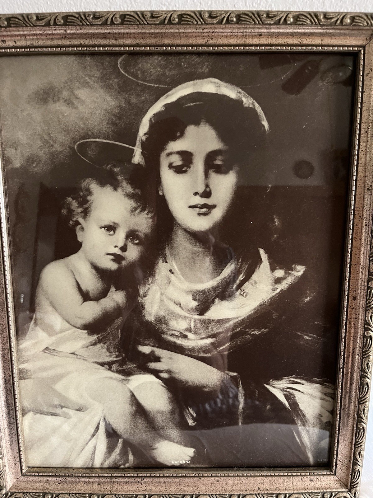 Madonna Lithograph Framed/by Sichel/gorgeous, Original Litho, Early 1900s, Marya