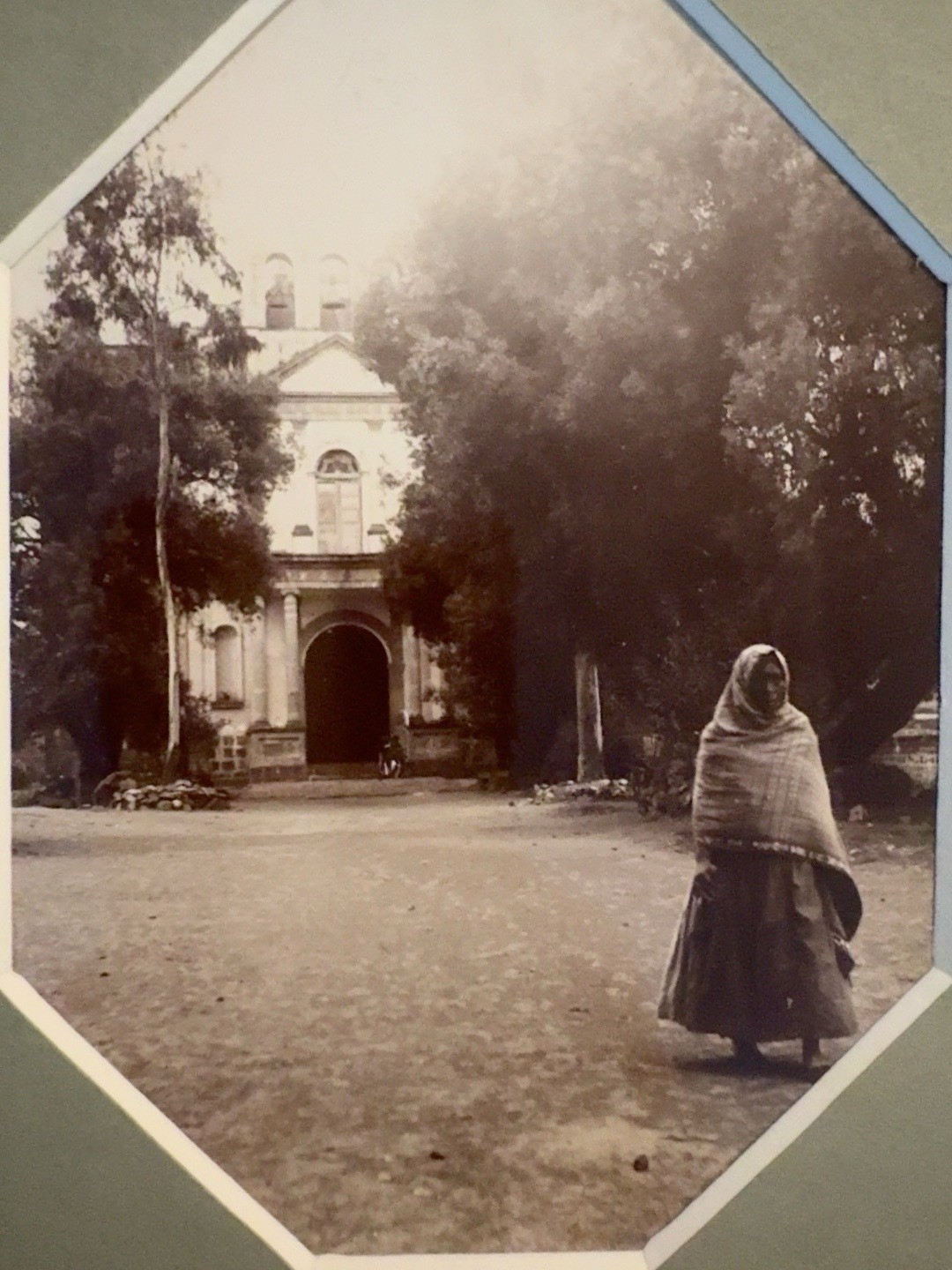 c1910s Mexico Woman Traditional Dress Church Antique Original Photo Mounted