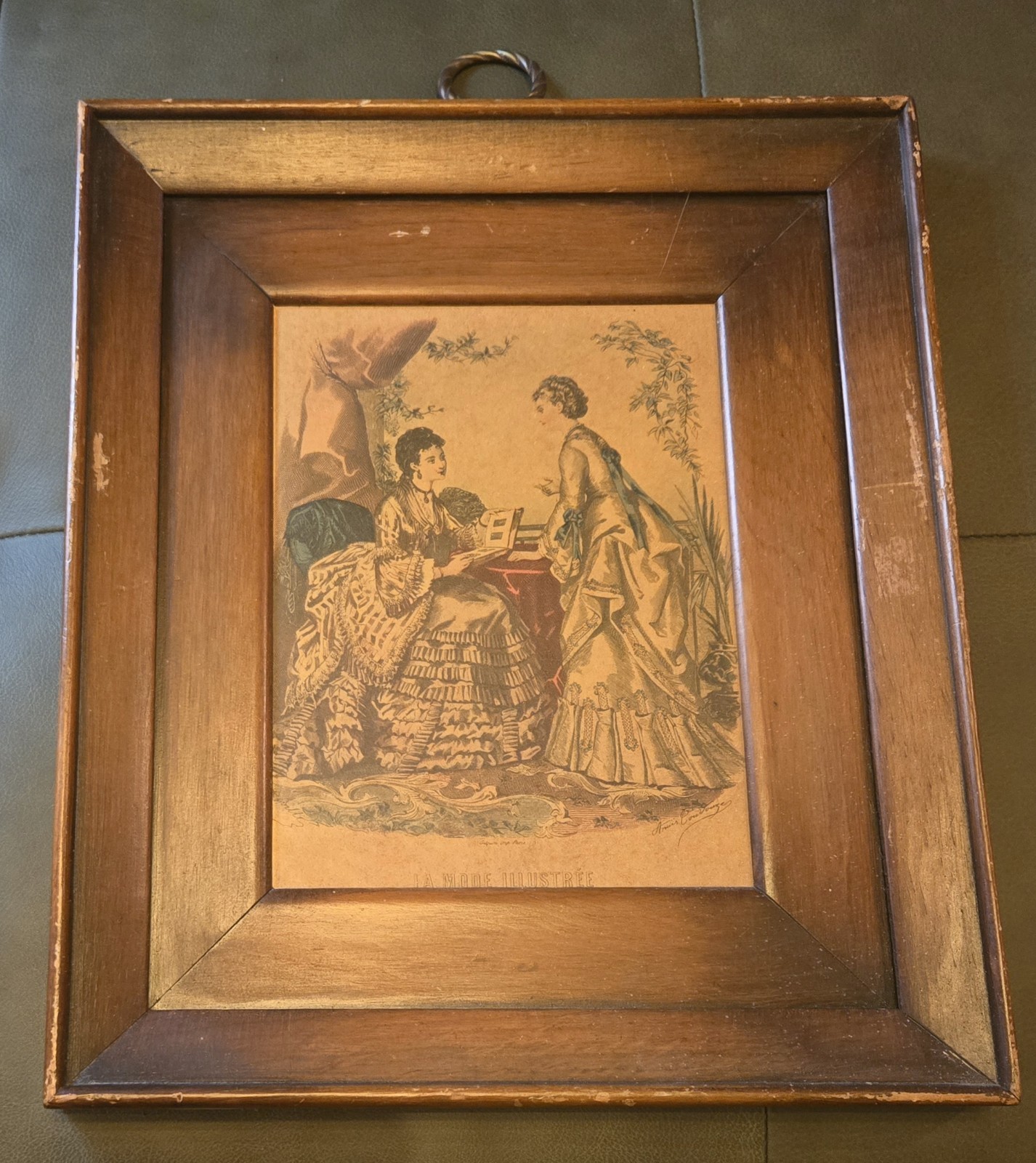 D) 1860-1937 Wood Framed Print From La Mode Illustree Paris Double Framed SIGNED