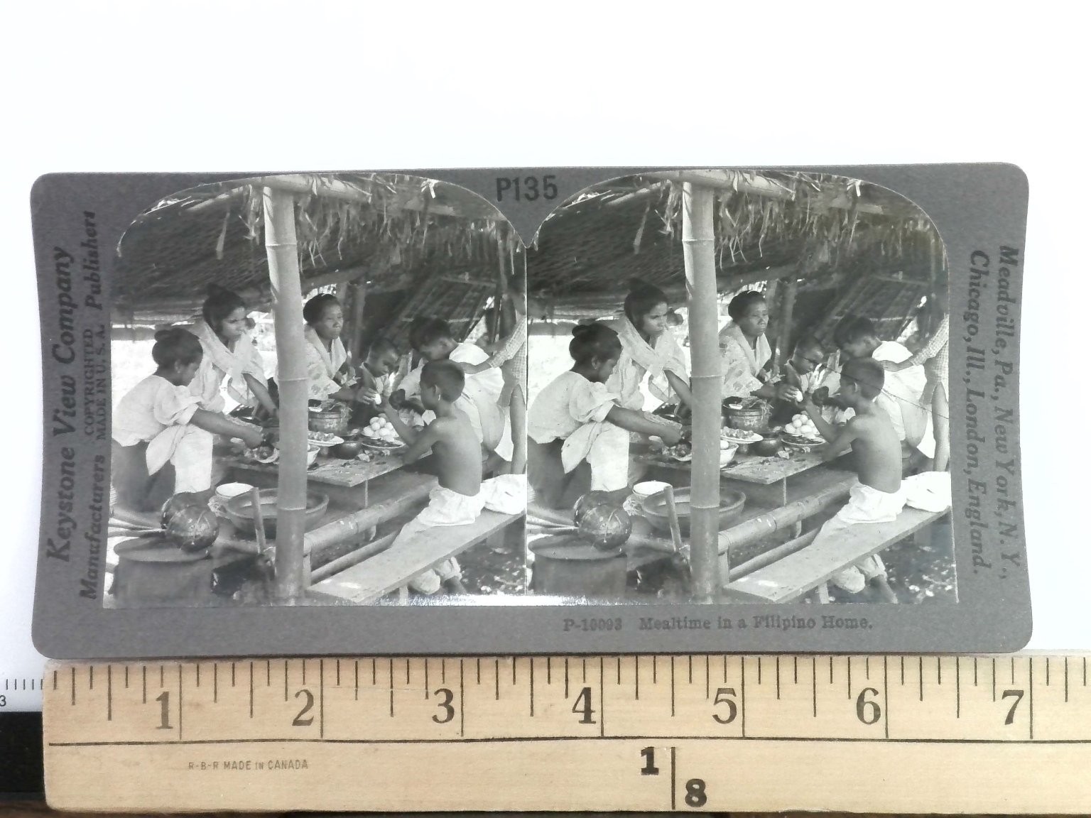Mealtime in a Filipino Home Stereoview Keystone View Co. 1900s Philippines