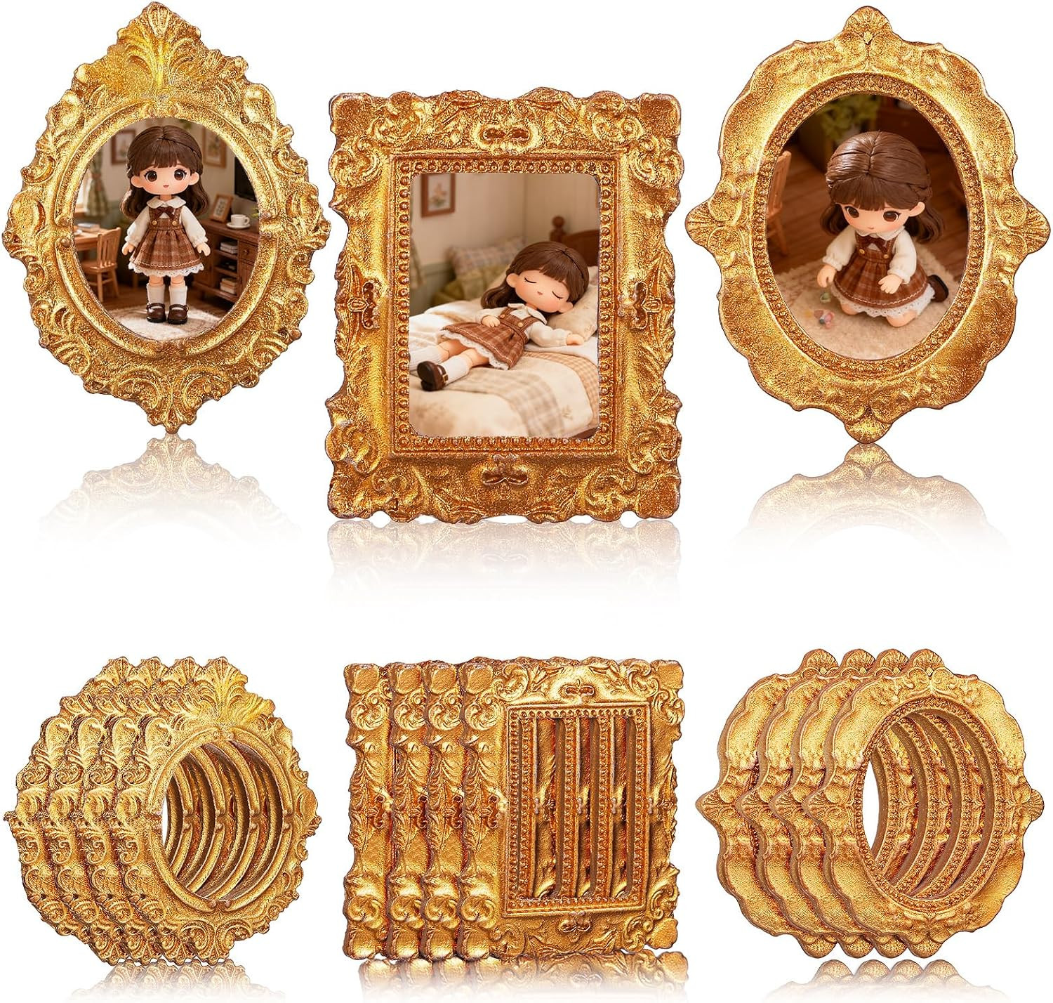 15Pcs Mini Vintage Resin Picture Frame Antique Tiny Oval Rectangle Baroque 15Pcs Mini Vintage Resin Picture Frame Antique Tiny Oval Rectangle Baroque