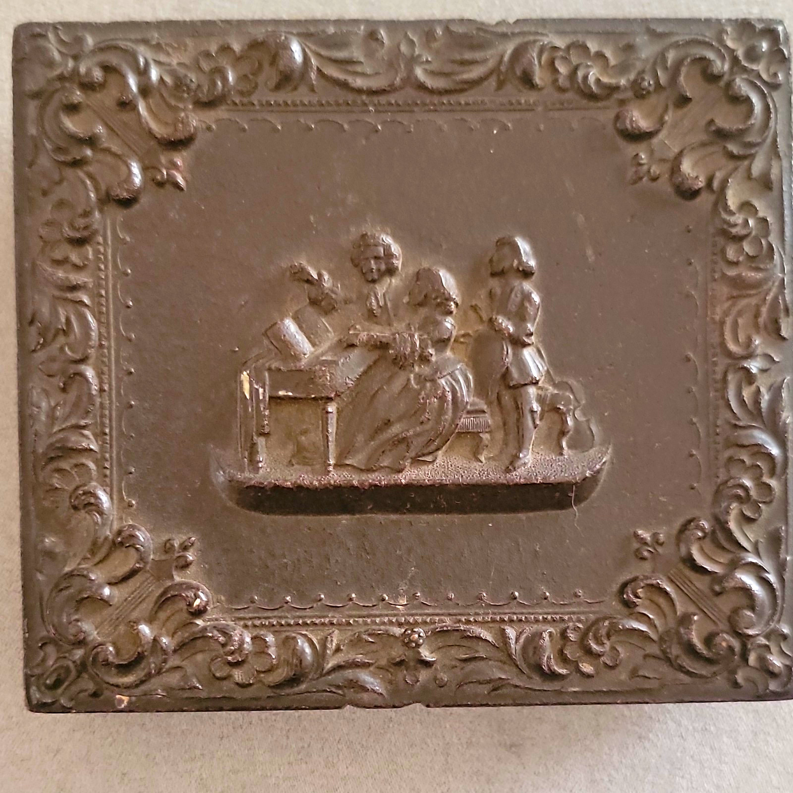 Antique Civil War 1/6 Plate Pictorial Union Case The Music Lesson Piano Schaeffe