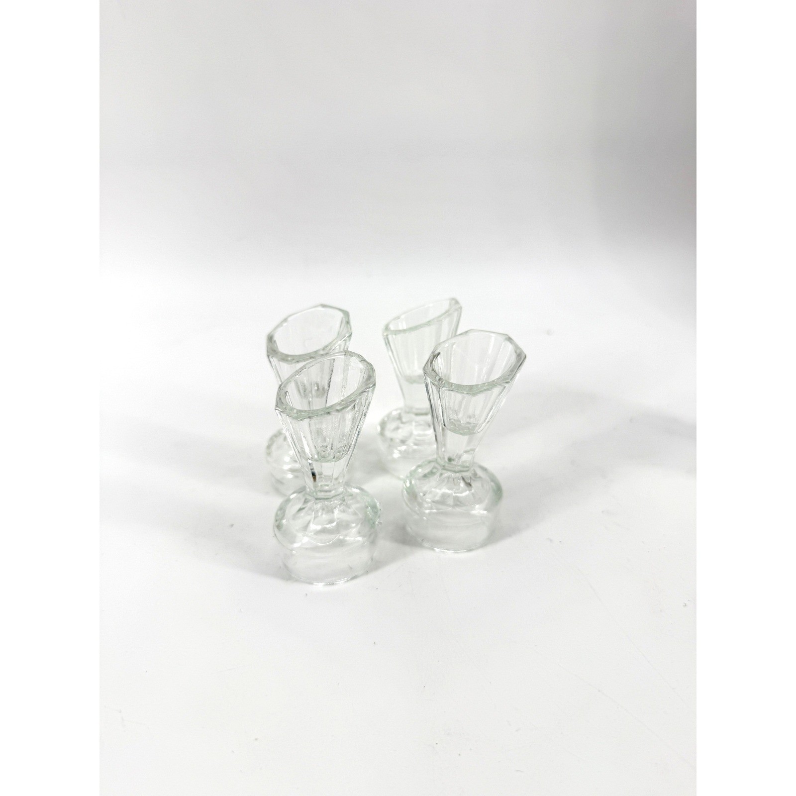 Antique Clear Pressed Glass Communion Glasses Set of 4 Paneled Religious Mini 2\
