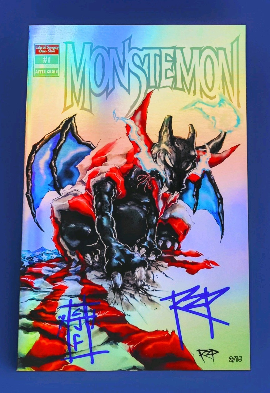Monstemon Charcula Full Foil Variant 2x Signed RZP #2/15 Charizard Dracula 