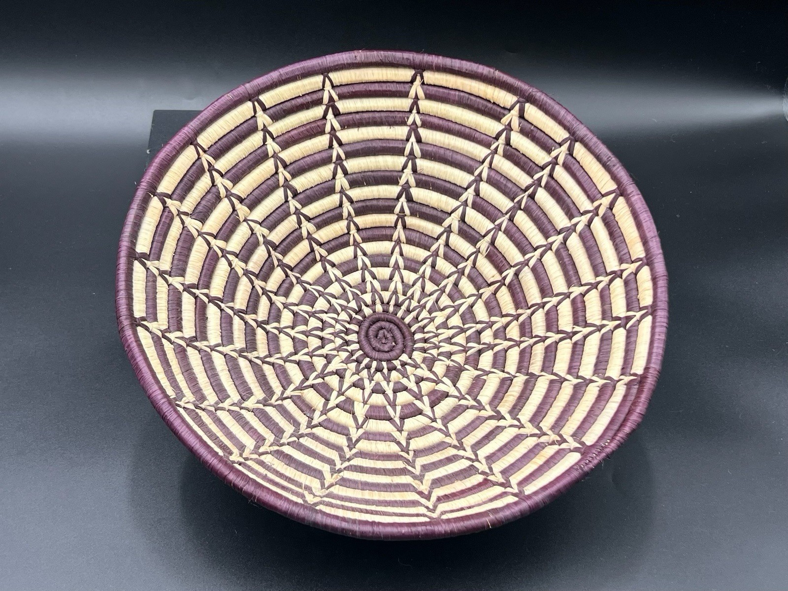 Vintage Tribal Basket Shallow Bowl 12 Inch Wide Excellent Condition