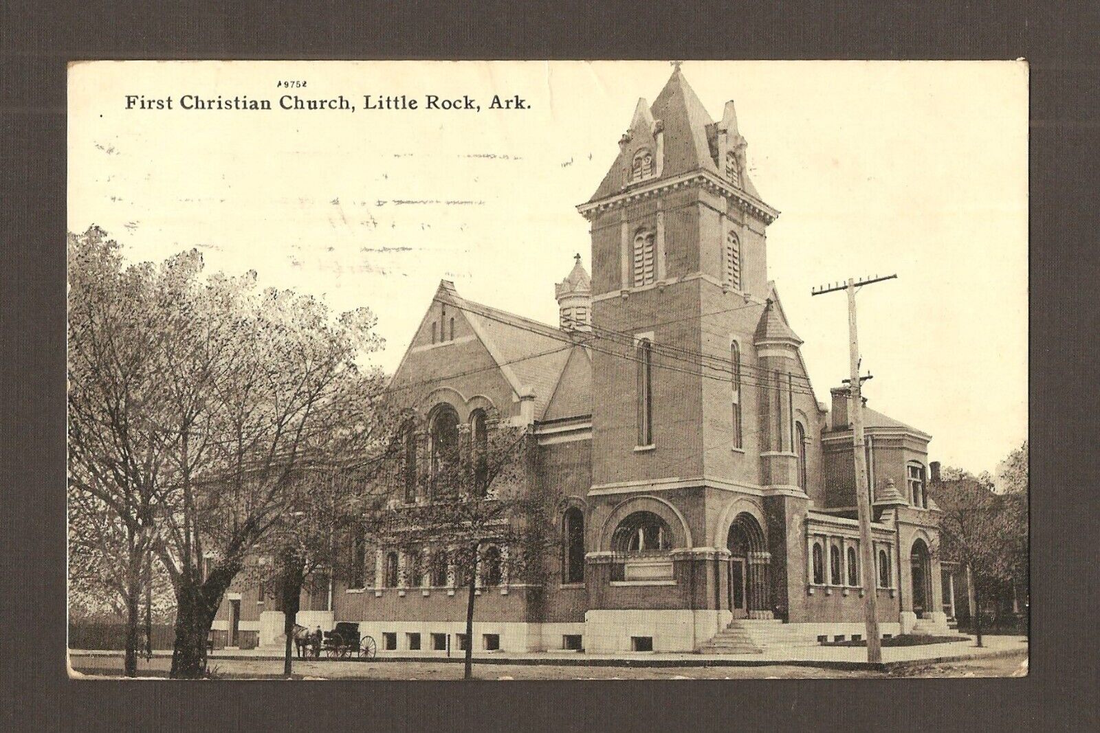 Old Vintage Antique 1912 Postcard First Christian Church Little Rock Arkansas