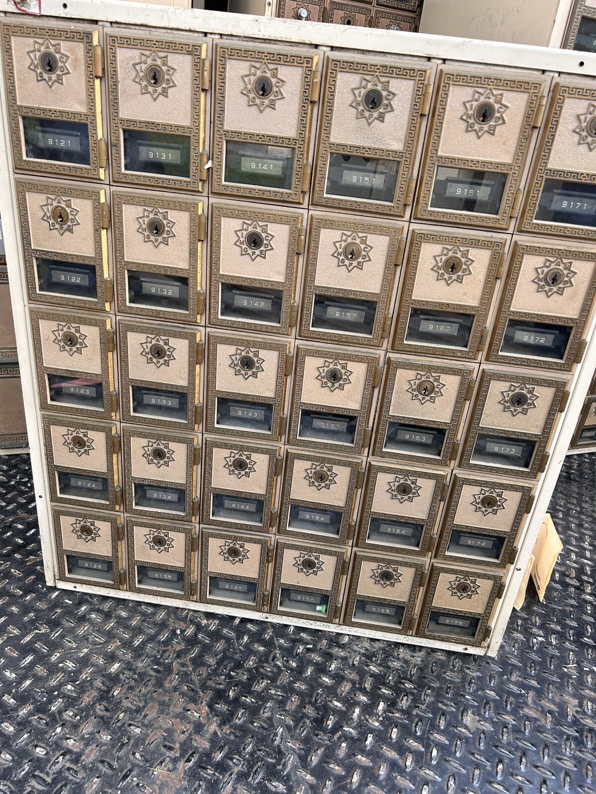 Post Office Box Door Case Cabinet Lot of 30 Doors, Can Ship. Circa 1975
