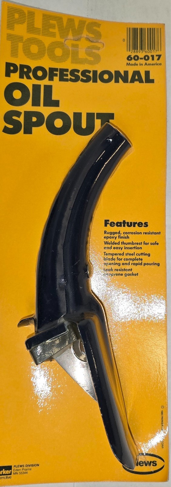 PLEWS TOOLS VINTAGE OIL SPOUT 60-017 Epoxy finish- NEW - 