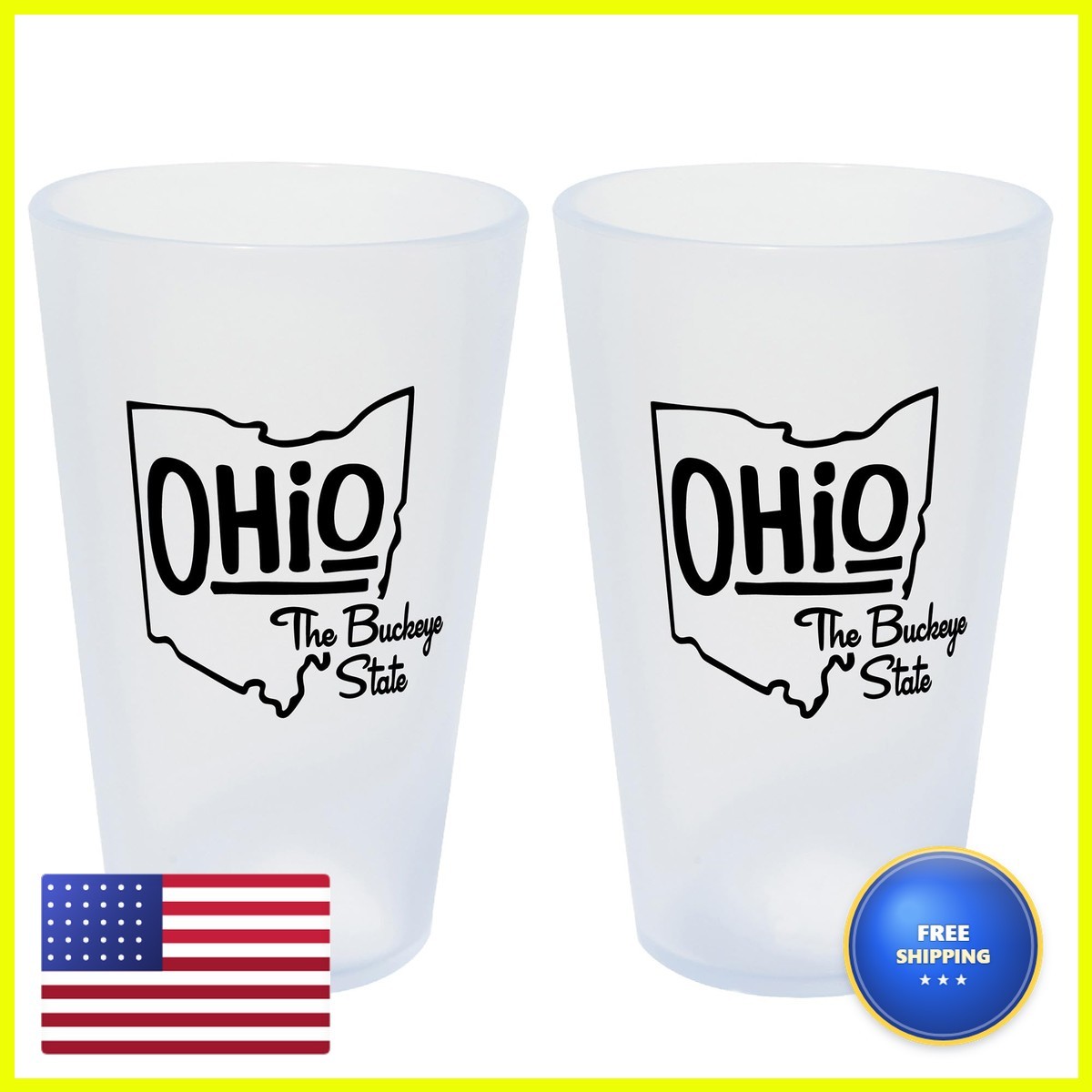 Silipint State Pint Glasses 16oz 2 Pack Ohio Icicle Silicone Cups