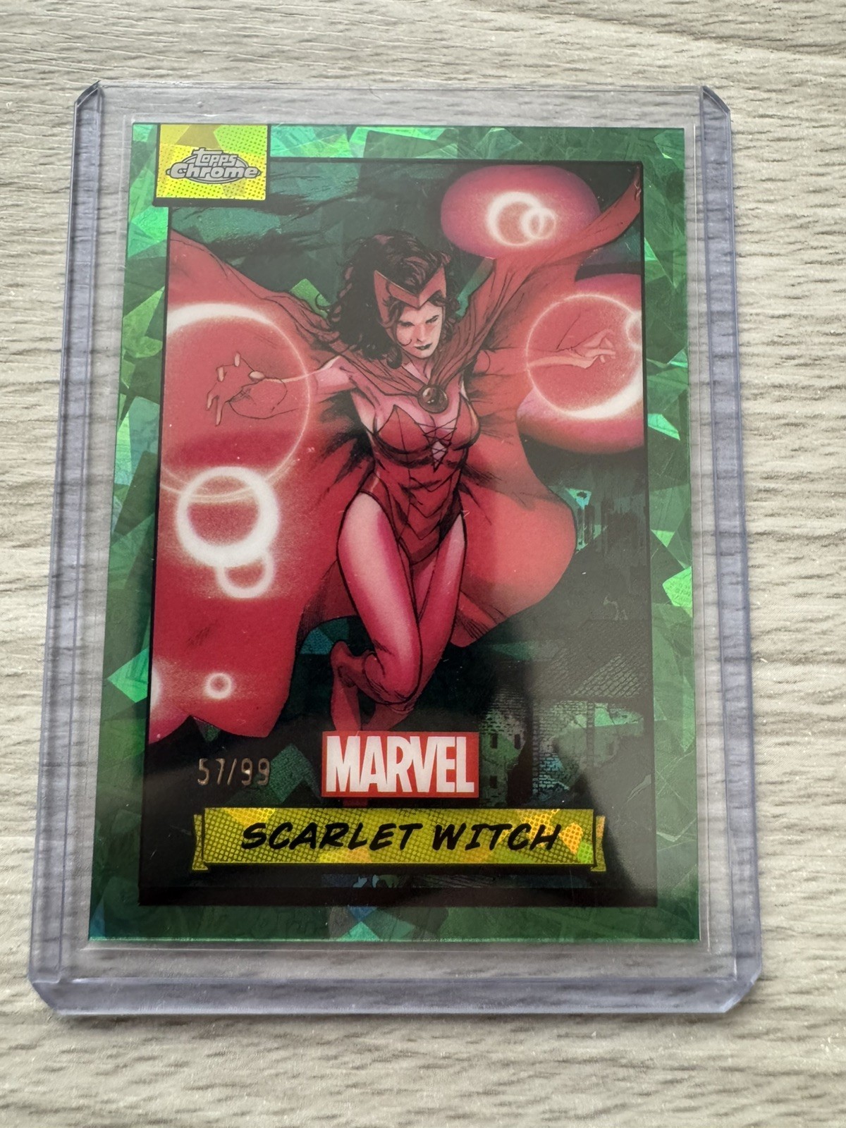 2024 Topps Marvel Sapphire Scarlet Witch Green Refractor /99 #112 2024 Topps Marvel Sapphire Scarlet Witch Green Refractor /99 #112