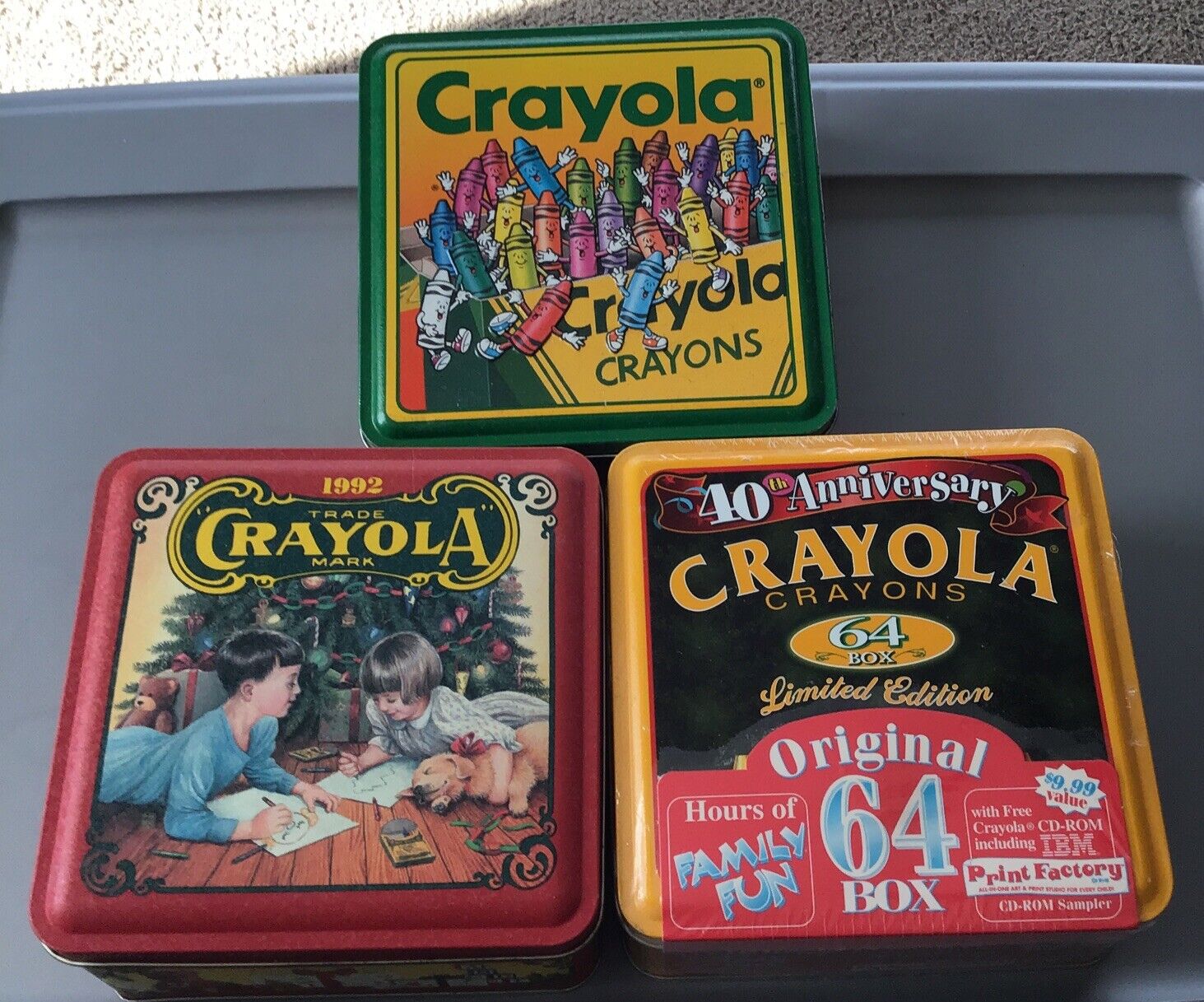Vintage Crayola 40th ANNIVERSARY NEW SEALED 1998 Tin Plus Two Other Crayola Tins