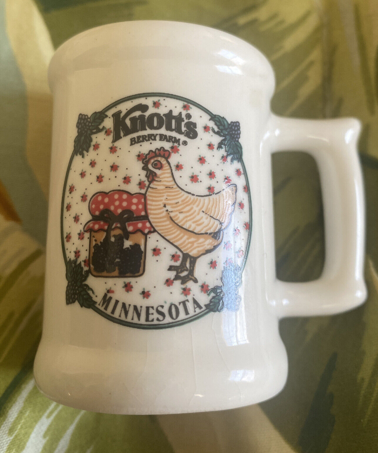 Vintage KNOTT\'S BERRY FARM Minnesota Shot Glass Style Mug Camp Snoopy Hen