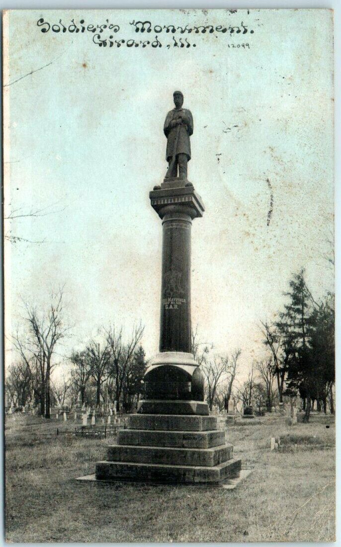 Postcard - Soldier's Monument, Girard, III.