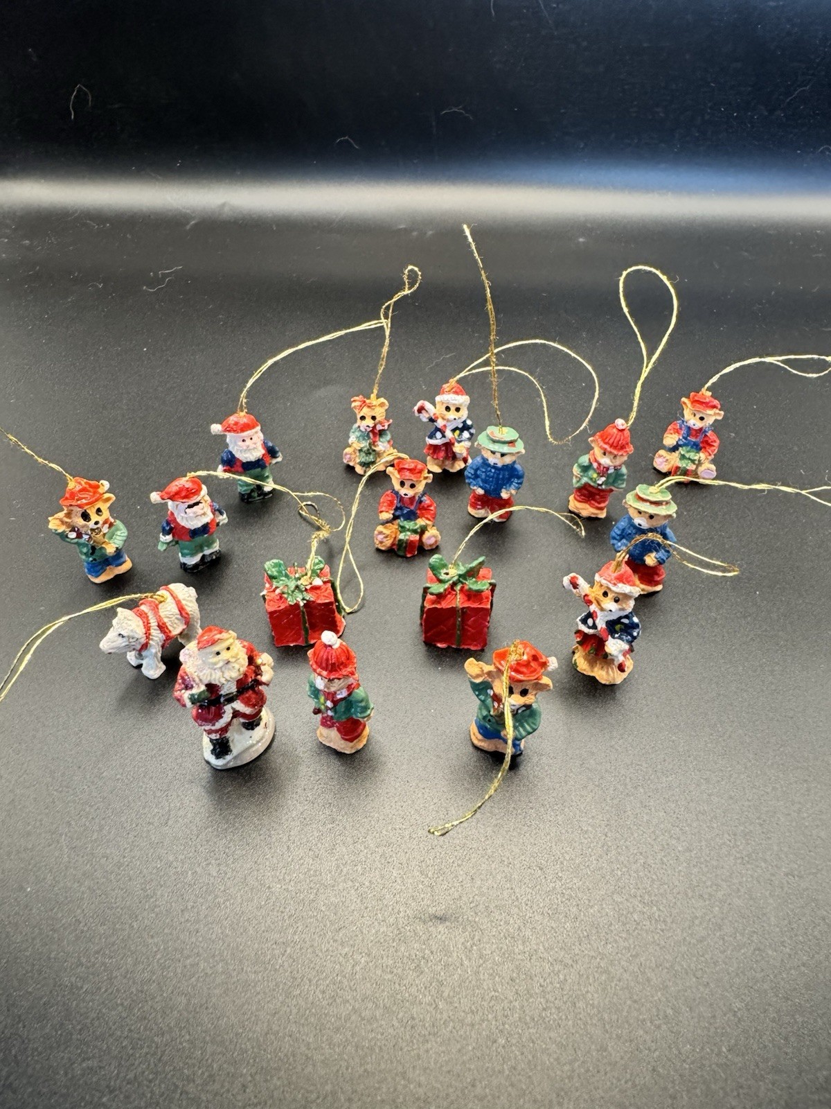 Vintage Lot 17 Mini 1” Wood Christmas Tree Ornaments