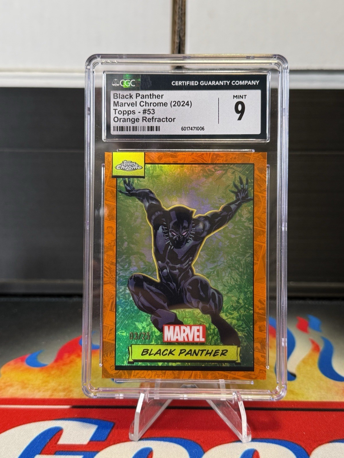 2024 Topps Chrome Marvel Refractor #53 Black Panther CGC 9 Orange Refractor /25
