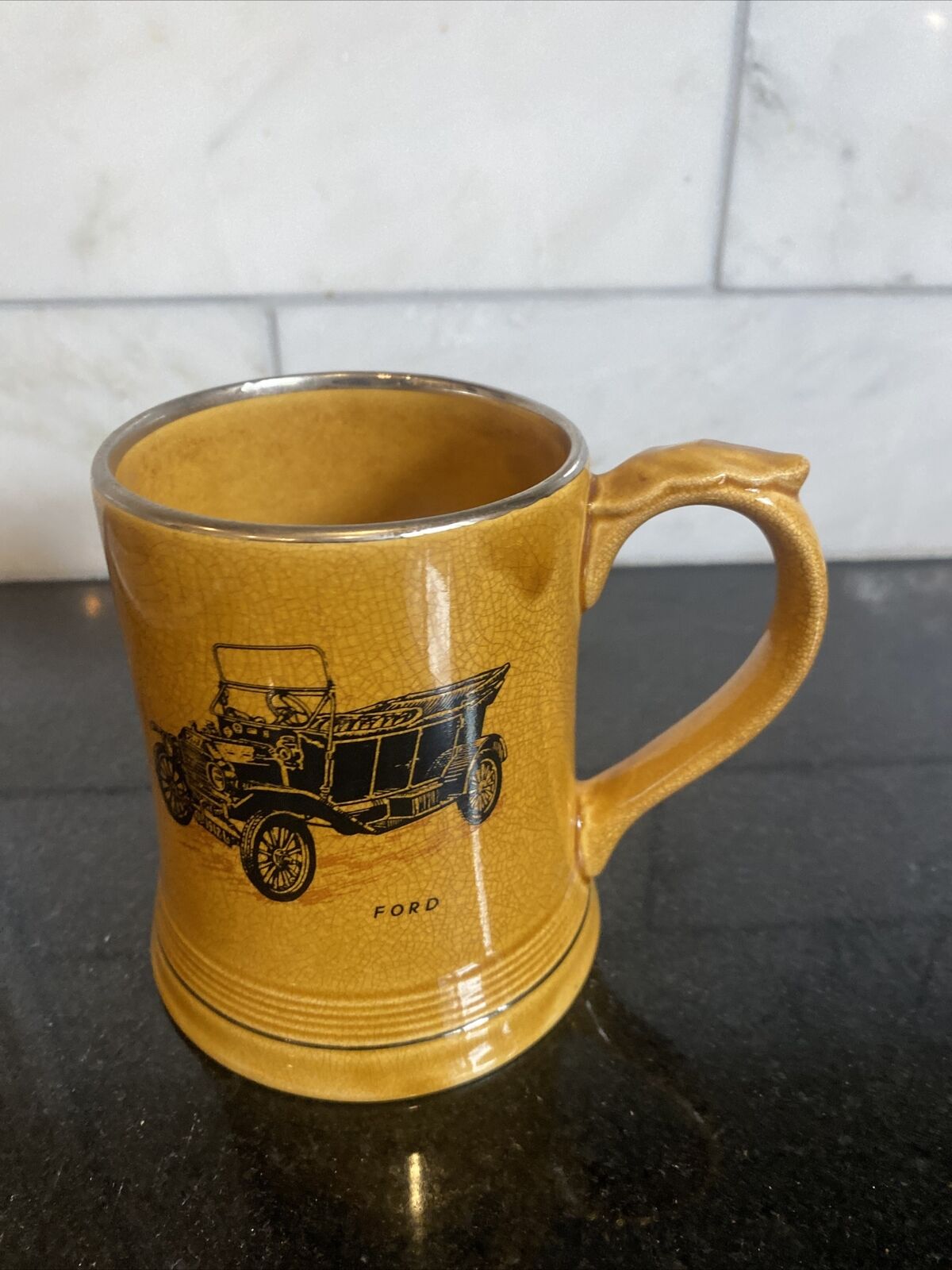 1912 Ford Model T Stein Coffee Tea Mug Cup Moko Wade England Great Britain VTG