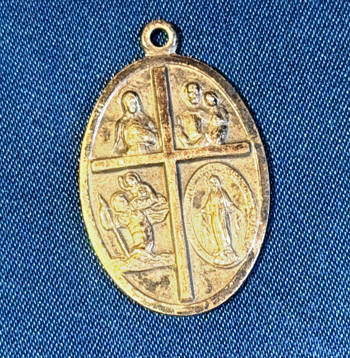 French 4-Way Cross Medal Je Suis Catholique En Cas d'Accident Demandez Un Pretre