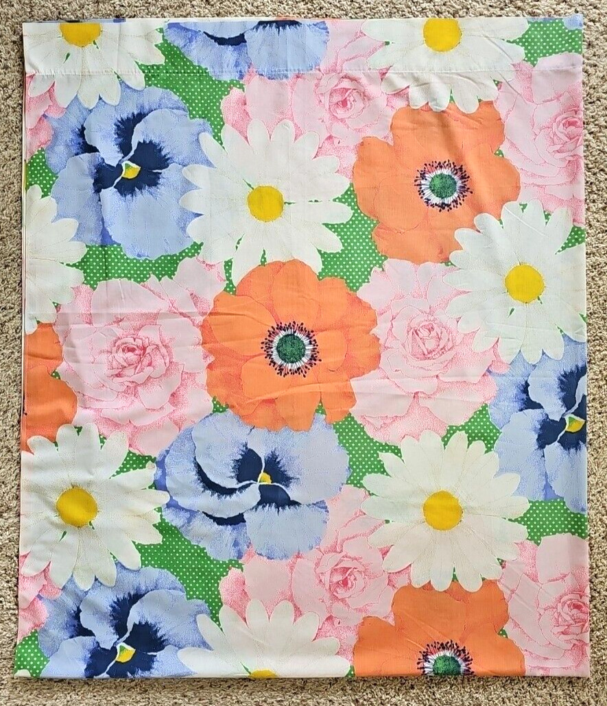 Fieldcrest Perfection Saturday Morning Double Flat Bed Sheet 70s Hippie Floral