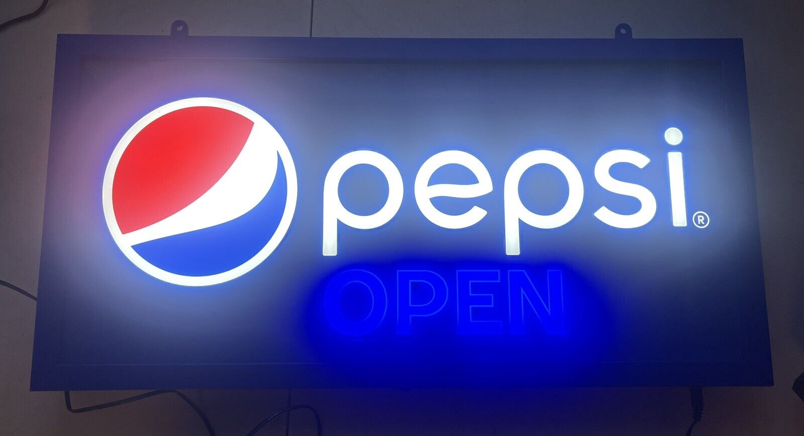 Pepsi Cola Soda Pop Lighted Electric Open Sign Store Display Think Refreshing
