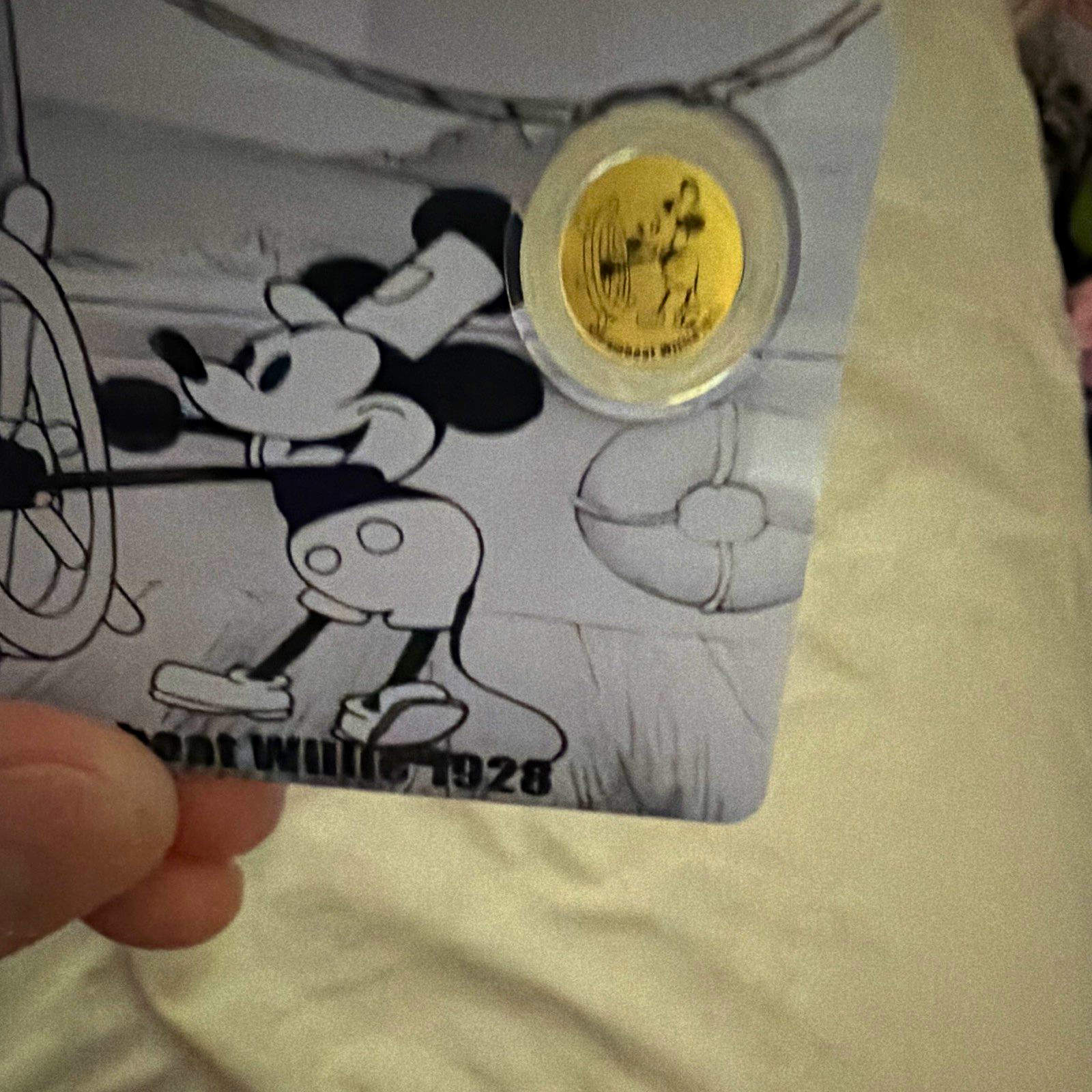 Disney Mickey Mouse Steamboat Willie 1928 .9999 Gold Coin 1/1000 oz in Card COA