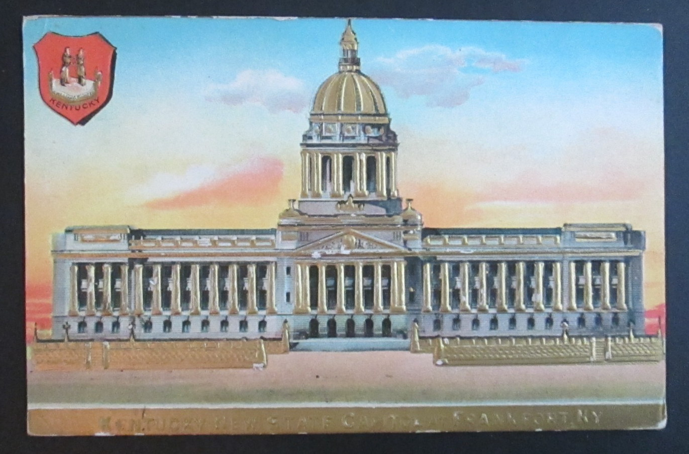 State Capitol at Frankfort KY Gold Series DB Embossed Postcard