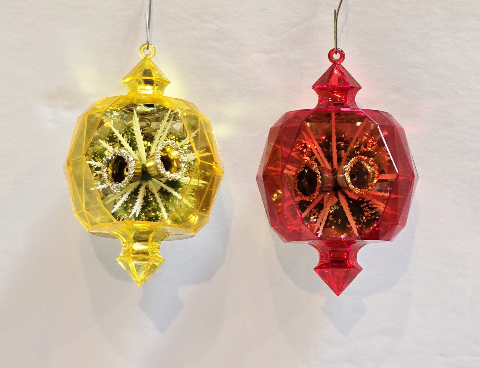 Vintage Jewel Brite Christmas Ornaments Plastic 