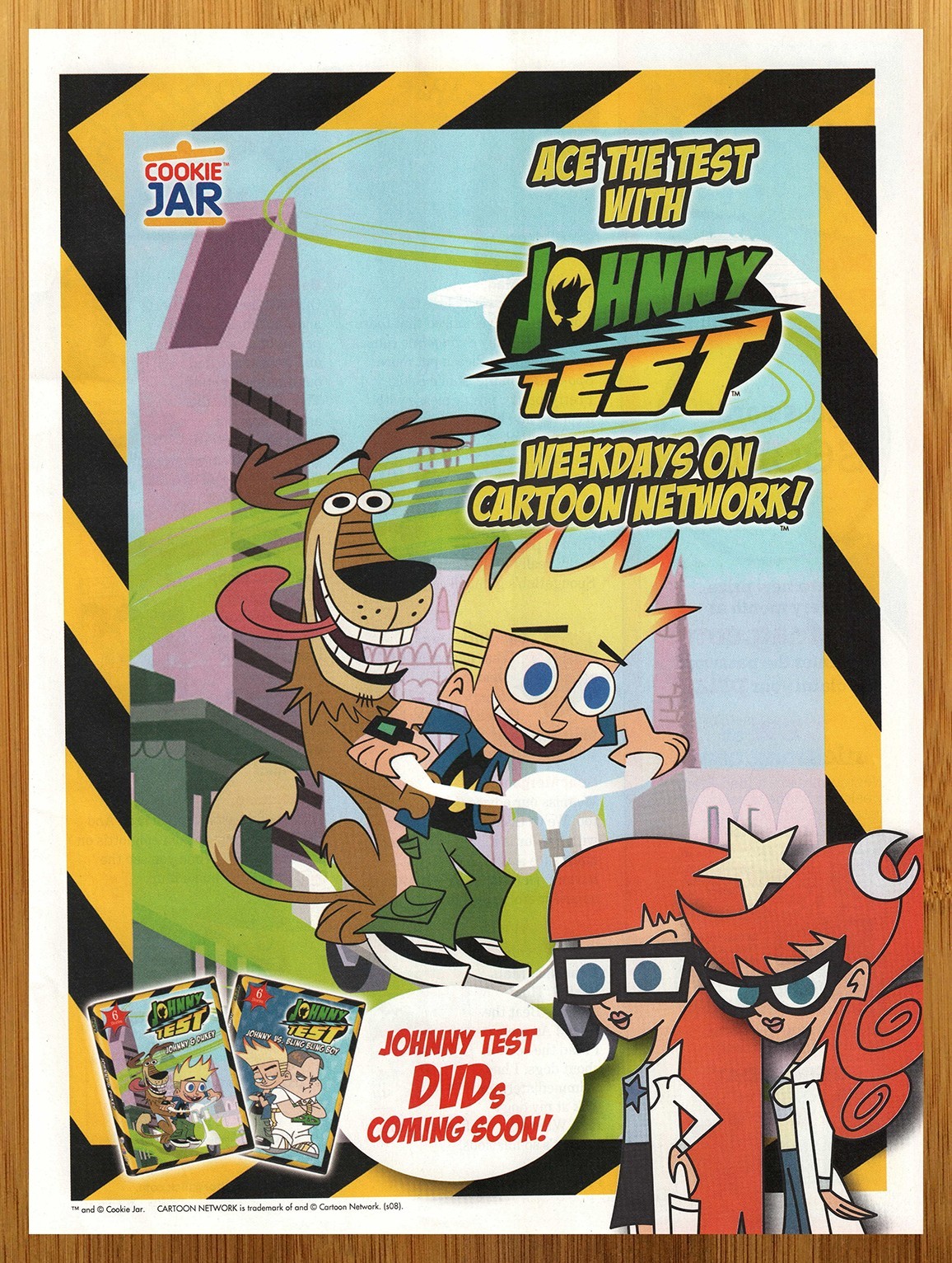 2008 Johnny Test Vintage Print Ad/Poster Cartoon Network TV DVD Pop Art 00s Kids
