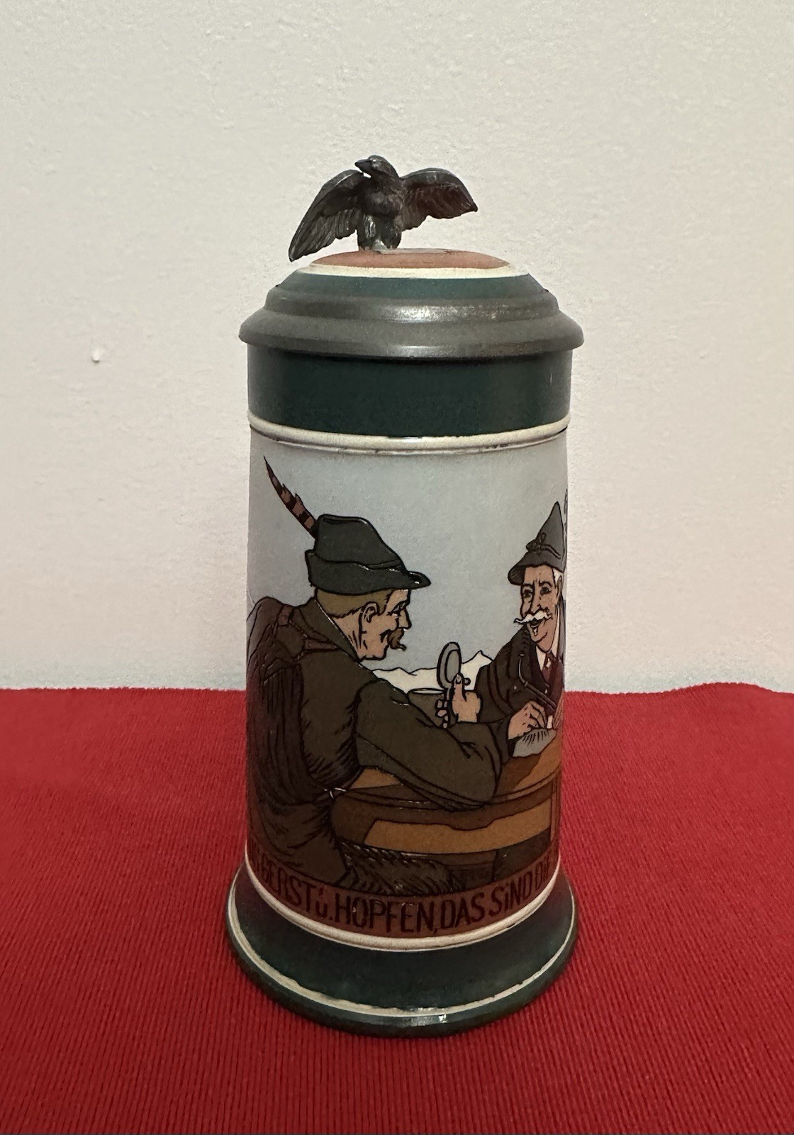 Antique Mettlach Villeroy & Boch 3249 Drinkers German Beer Stein 1/2L Inlaid Lid