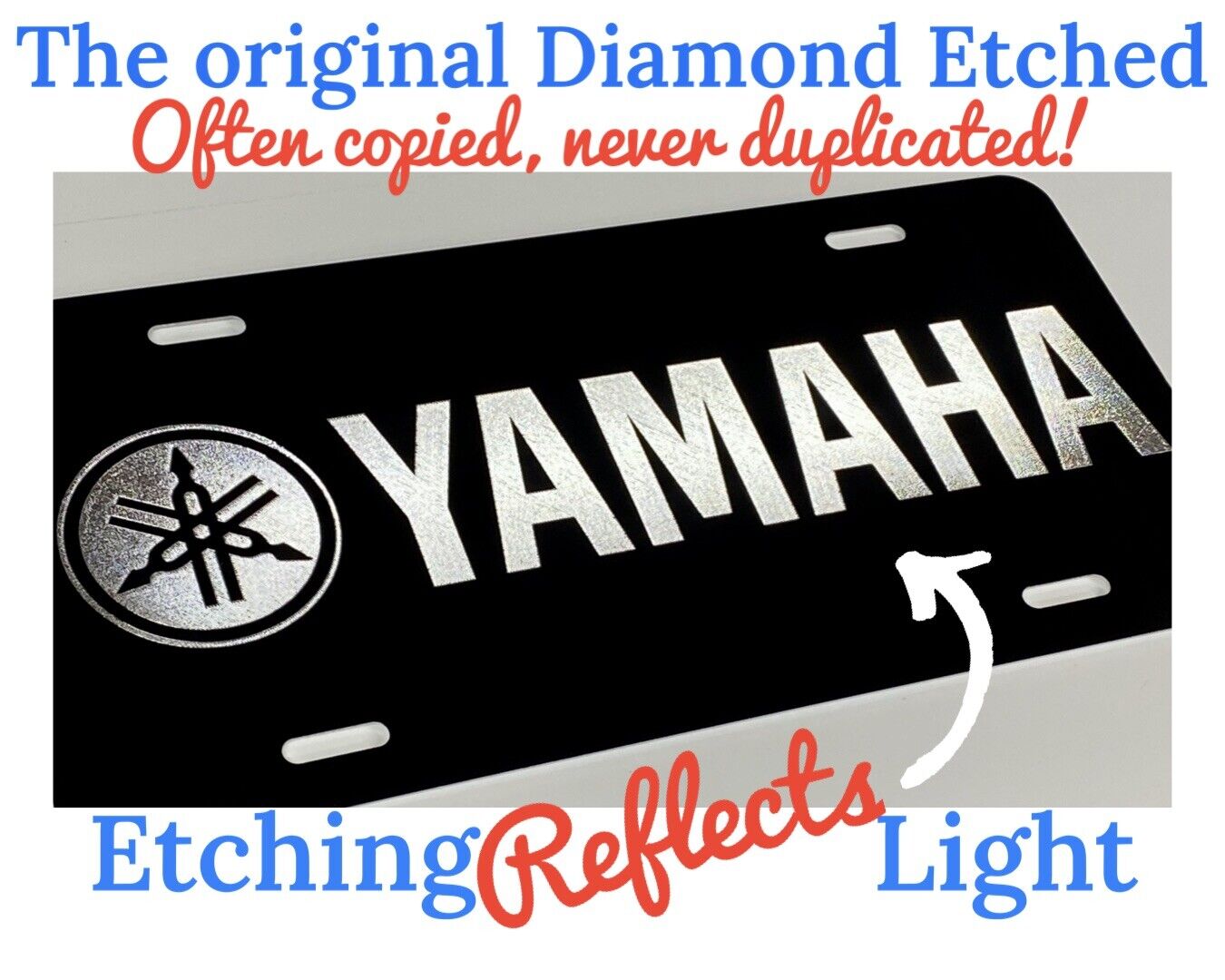 Engraved NOT Lasered YAMAHA Car Tag Diamond Etched Metal Front License Plate