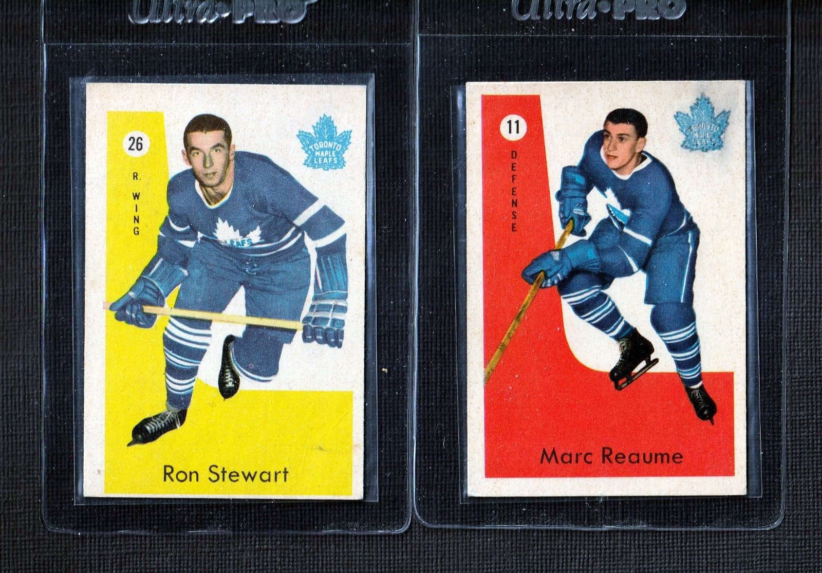 1959-60 PARKHURST LOT OF 2 # 26 RON STEWART #11 Marc Reaume Maple Leafs 1959-60 PARKHURST LOT OF 2 # 26 RON STEWART #11 Marc Reaume Maple Leafs
