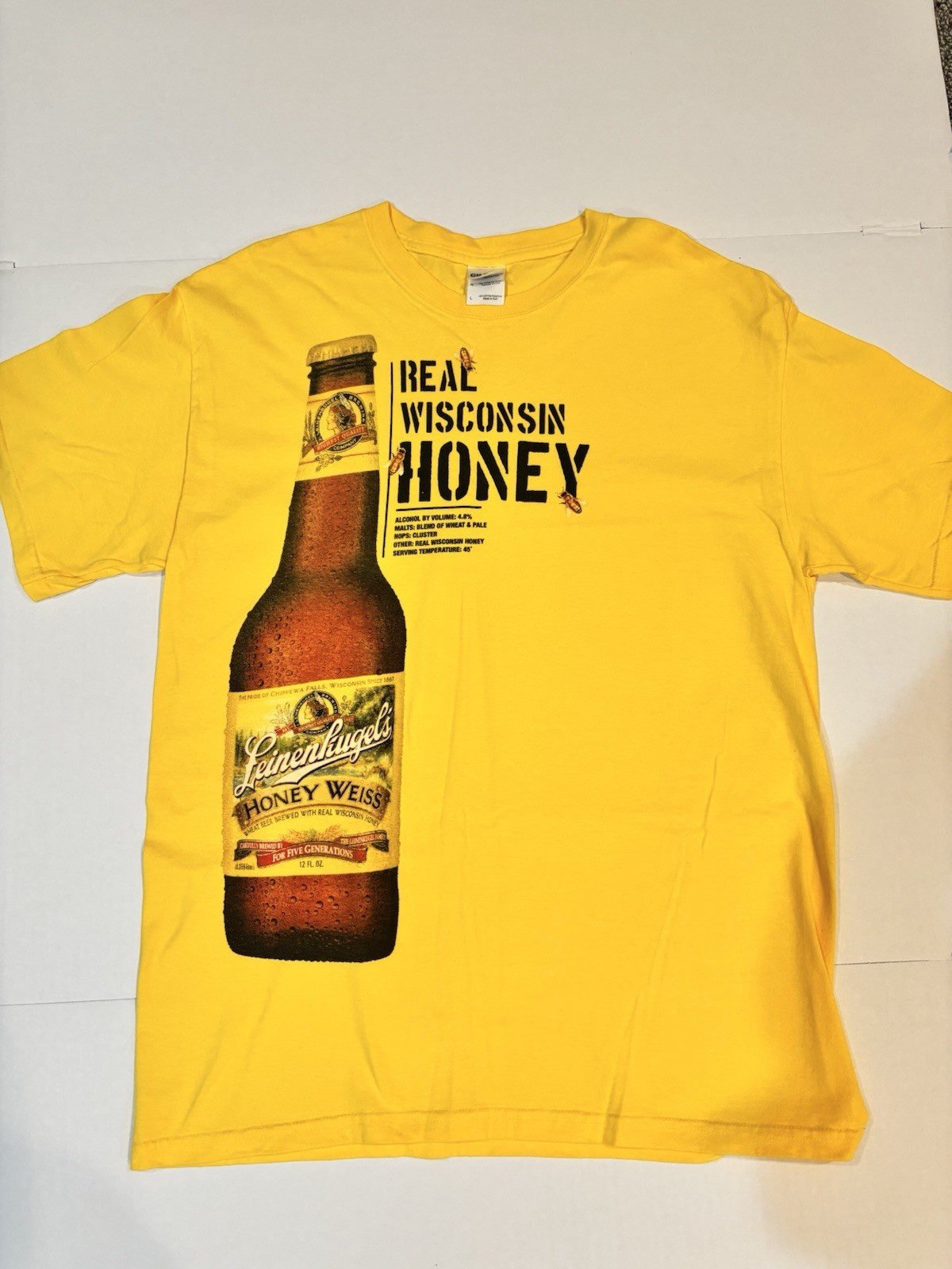Leinenkugels Beer Brewery Issued T- Shirt Men\'s Large Yellow Honey Weiss