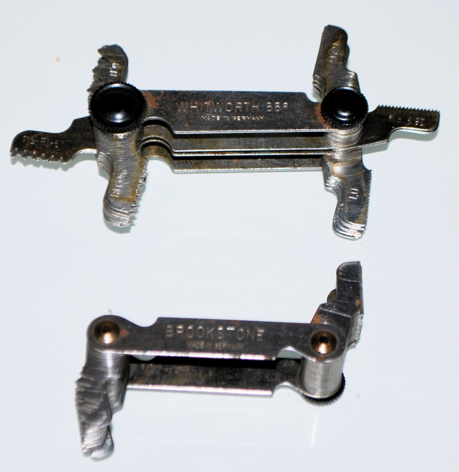 2 vint German Screw Pitch Gage Brookstone V-U.S. Amer. Nat. Metrisch WHITWORTH