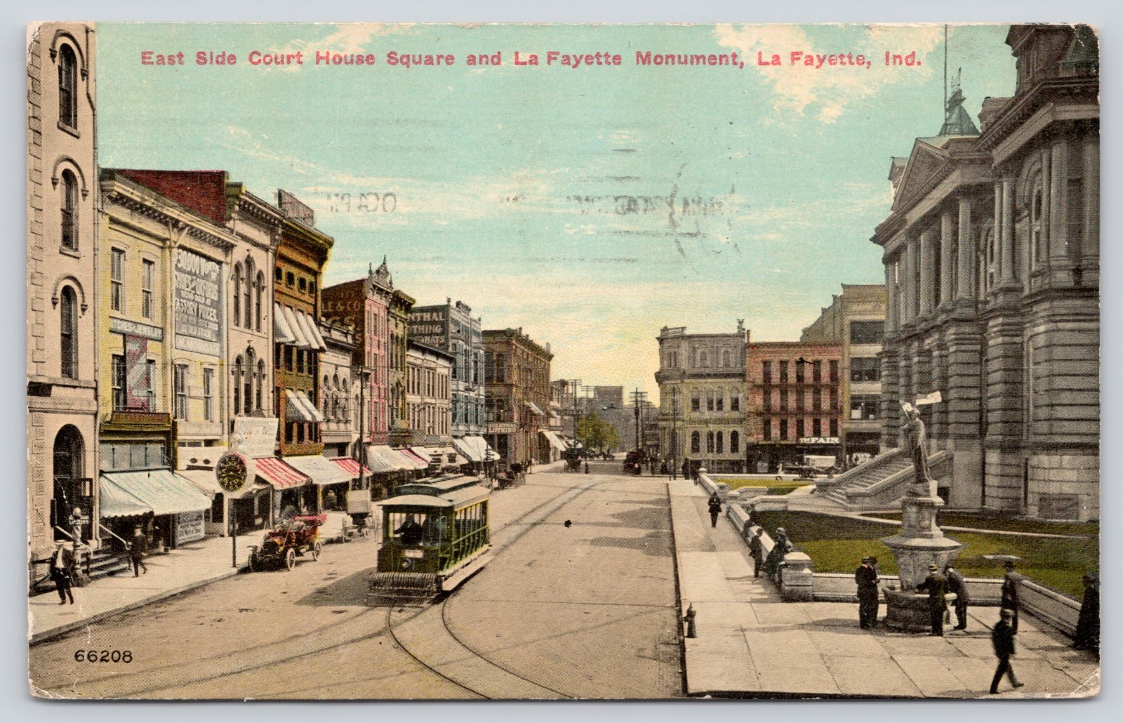 East Side Court House Square & La Fayette Monument Lafayette IN Indiana Postcard