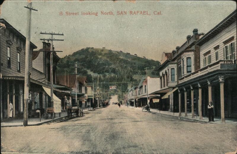 San Rafael, California CA Street looking North Presidio Sta. Antique Postcard