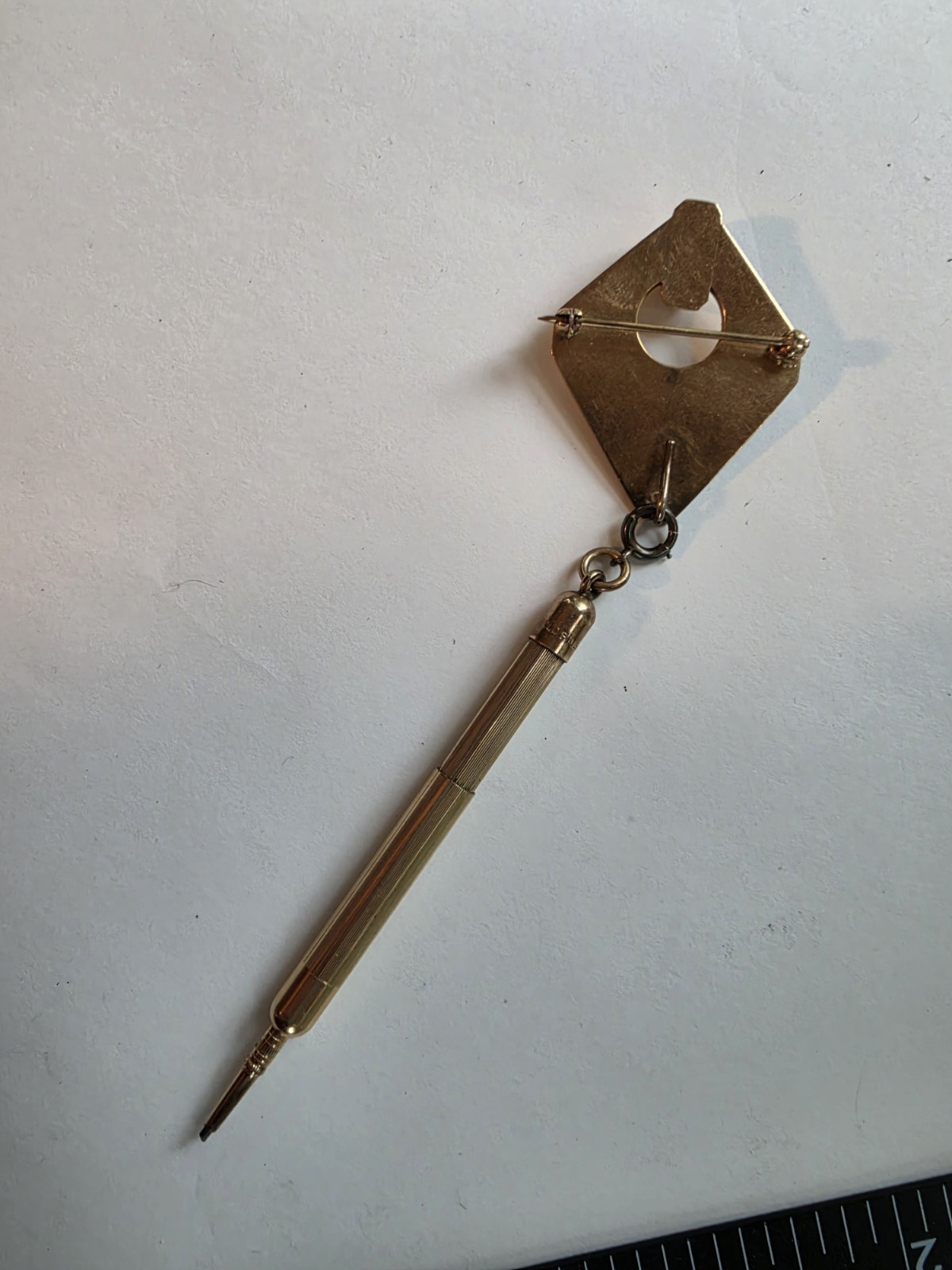 14 KT GOLD-FILLED TELESCOPIC MAGIC PENCIL William W S HICKS Brooch Pin 