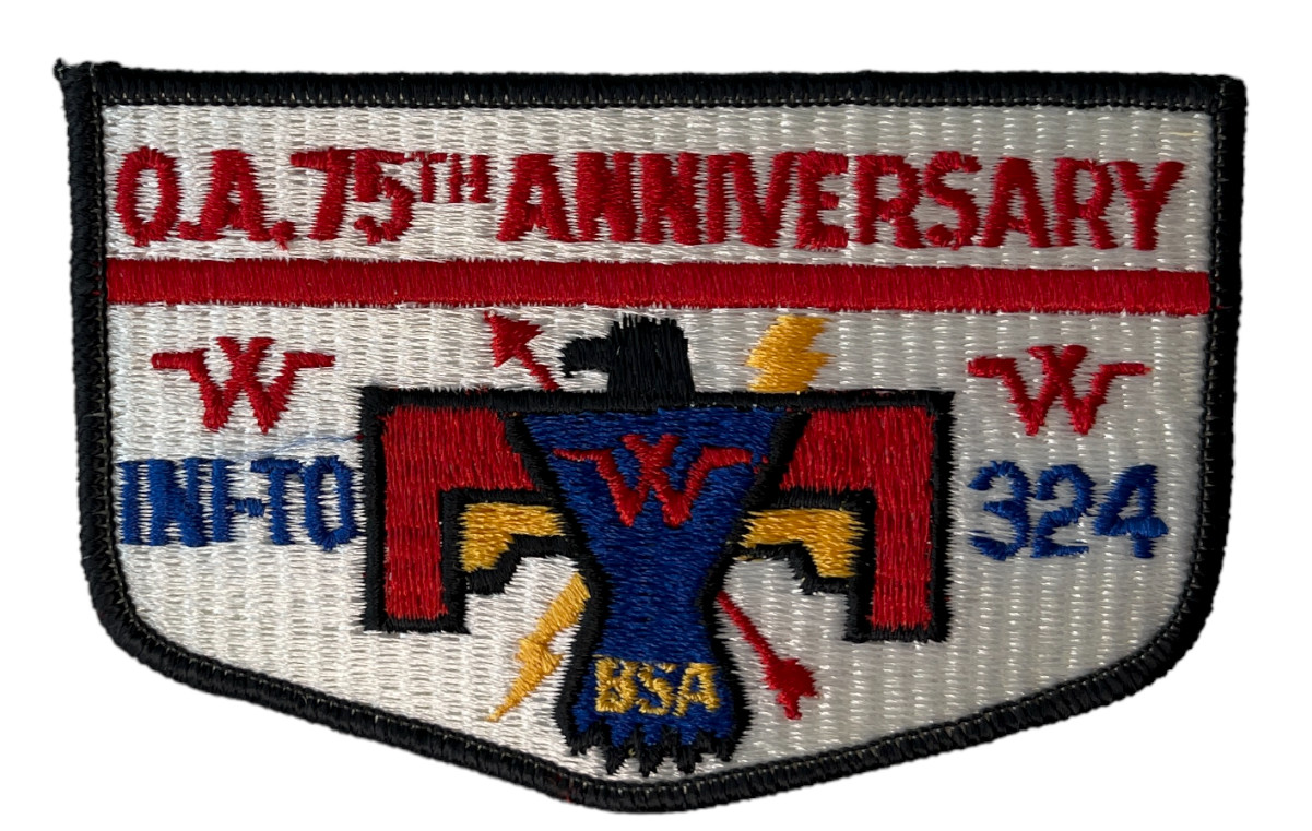 Ini-to Lodge 324 Flint River Council GA S20b 75th Anniv Flap Black Bdr (Z960)