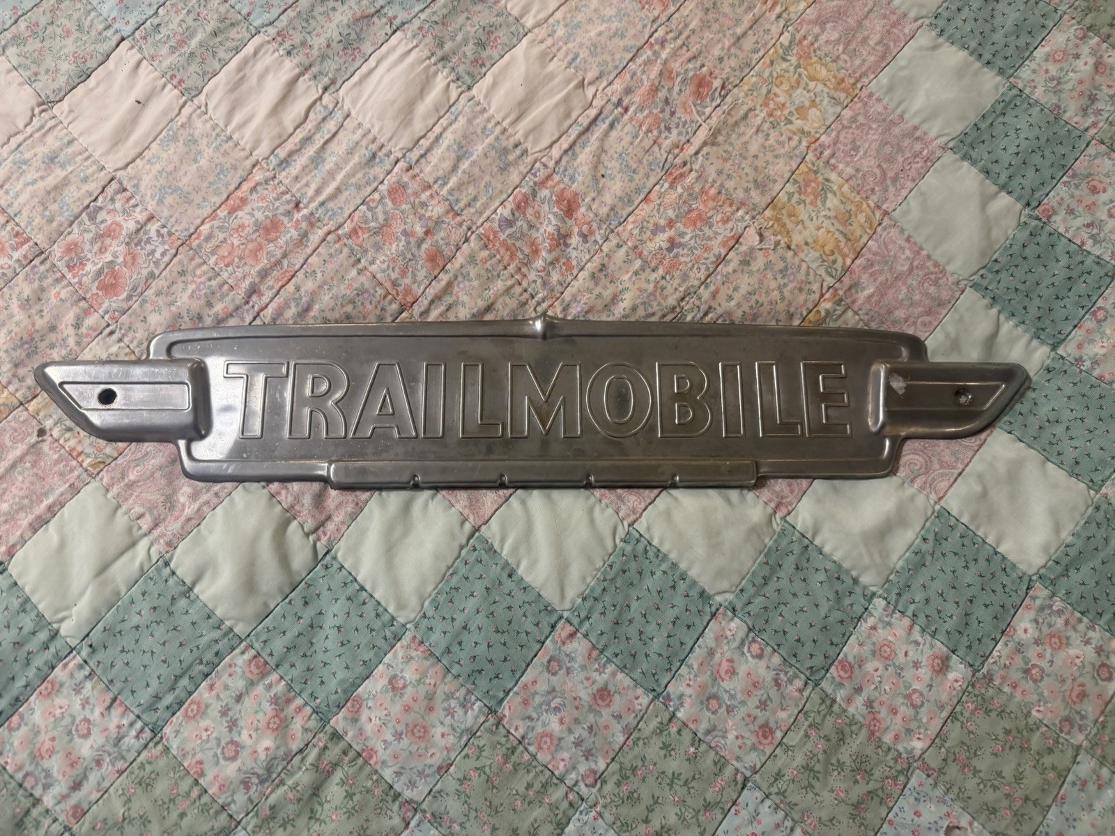 Vintage Trailmobile Aluminum Semi Trailer Emblem Badge 24” Trucking Sign