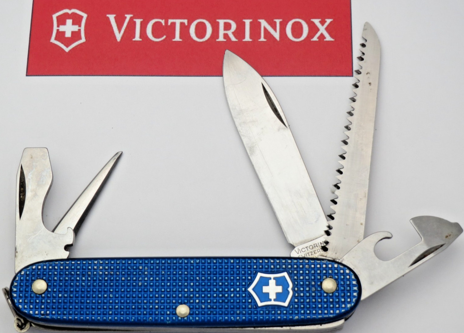 Victorinox Swiss Army 93mm Pioneer Farmer Knife - SCARCE Blue Alox Handles