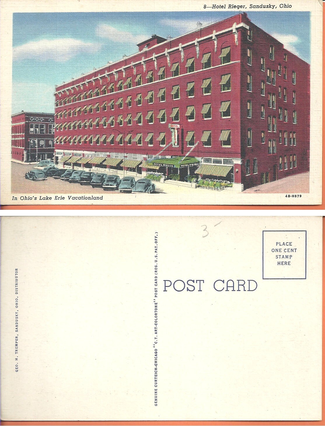In Ohio\'s Lake Erie Vacationland, Hotel Rieger, Sandusky, Ohio, 1930-45