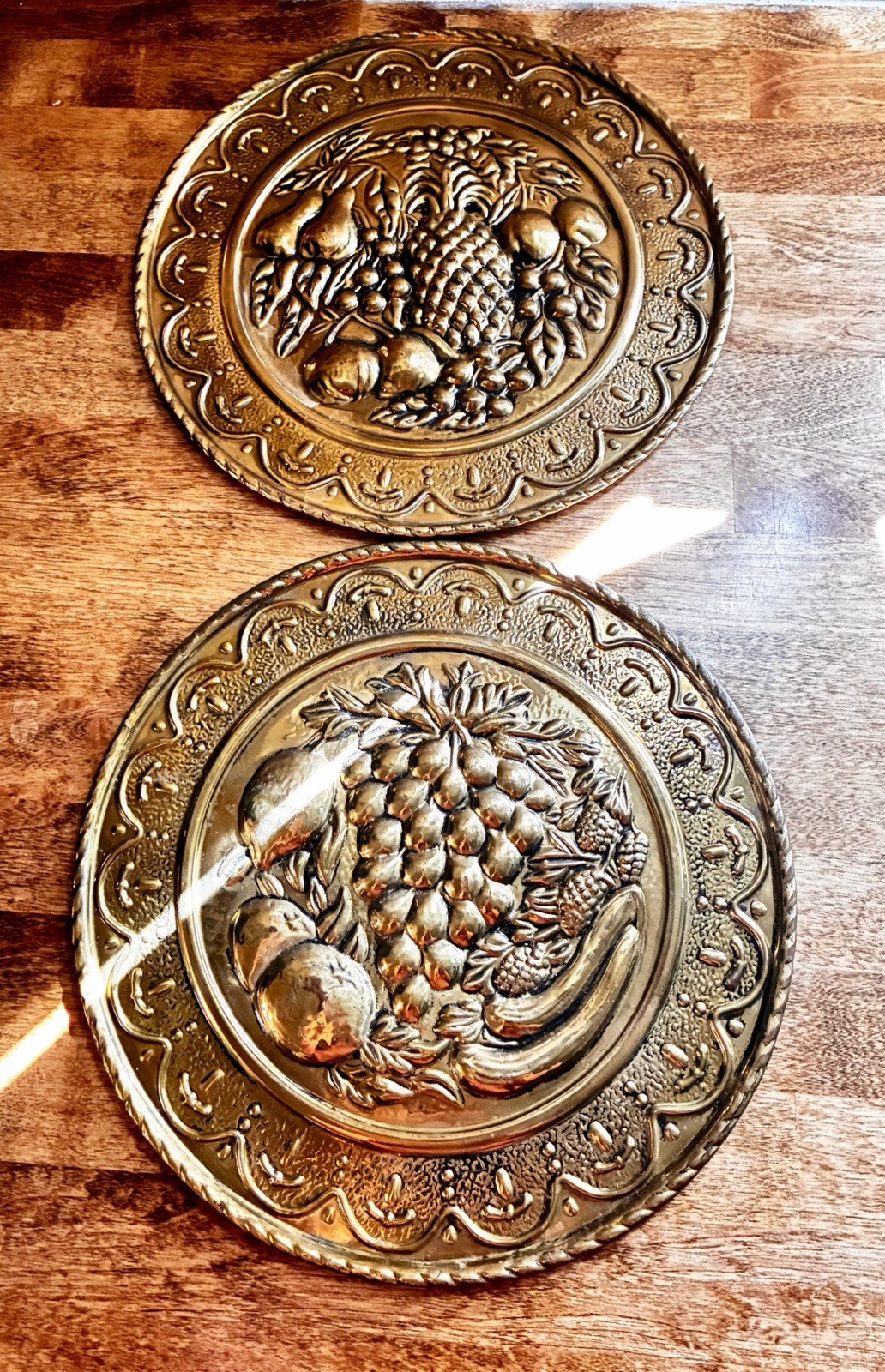 2 Vtg Brass Embossed 12\