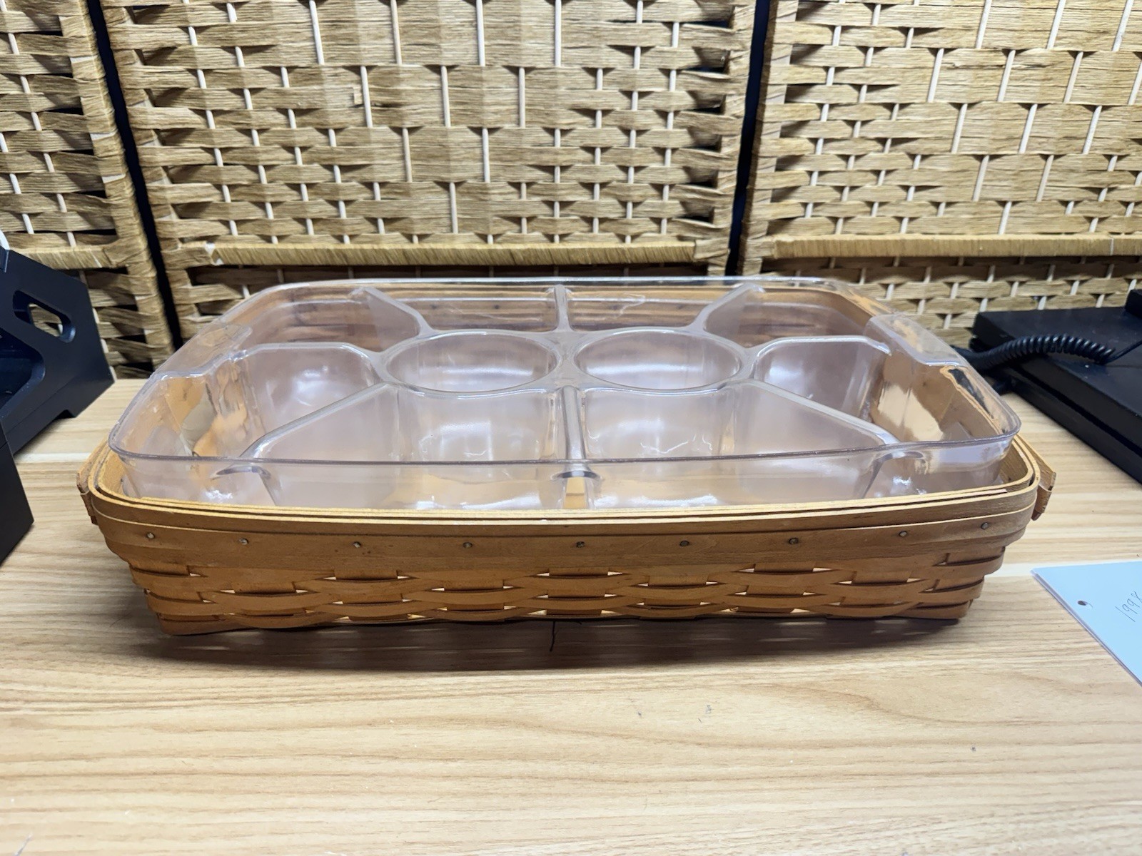 Longaberger Hostess Serving Tray Basket 1998 Standard and Divided Protectors