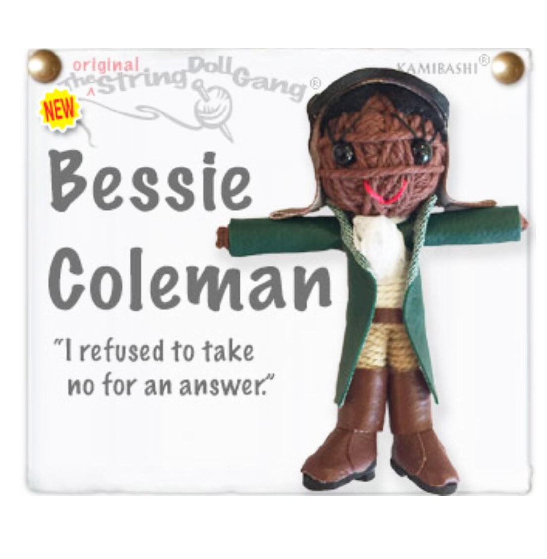 Kamibashi Bessie Coleman Aviator Pilot Original String Doll Gang Keychain Clip