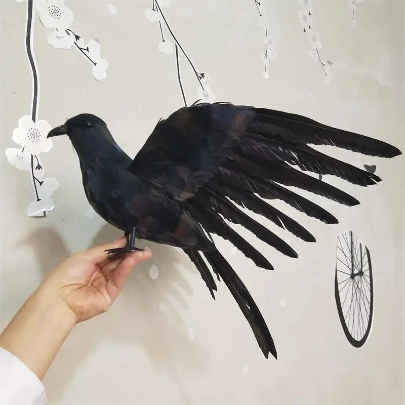 big simulation wings crow model foam&feathers bird gift about 40x60cm
