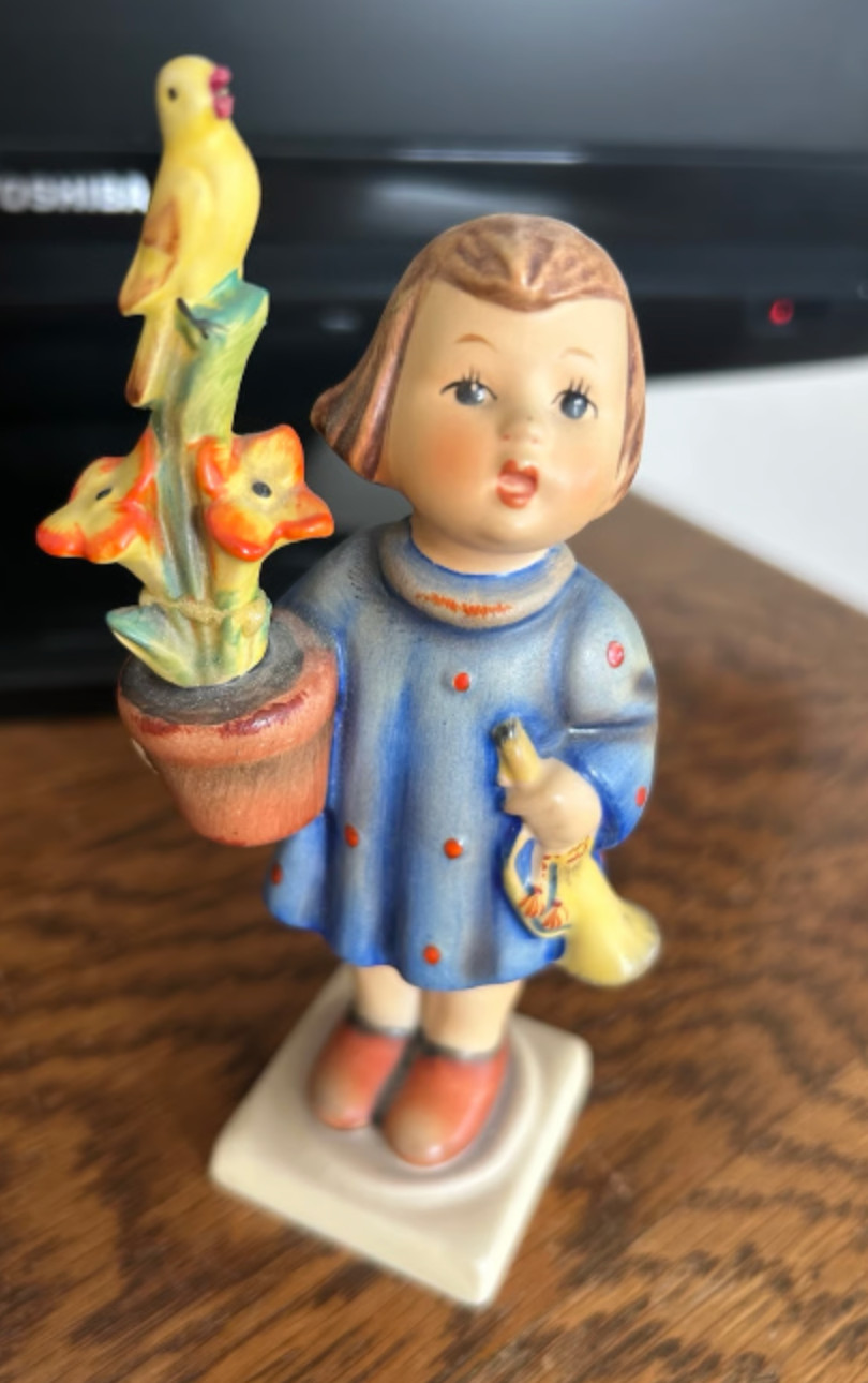 Rare Vintage Goebel Hummel “Congratulations” Girl W/ Plant & Bird # 17/0