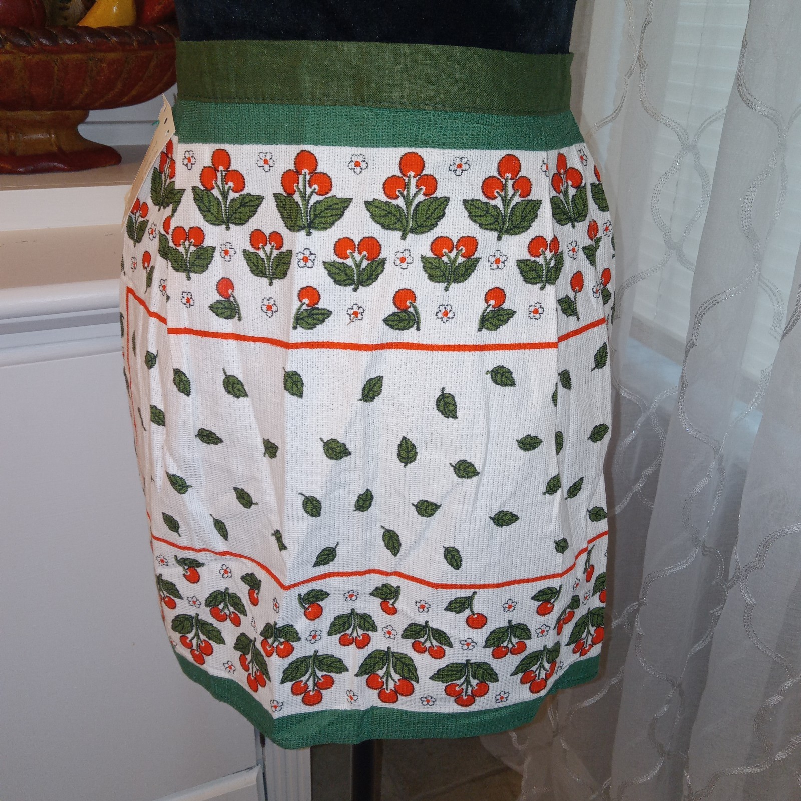 Vintage Cherry Half Apron W/Original Tag Vintage Cherry Half Apron W/Original Tag