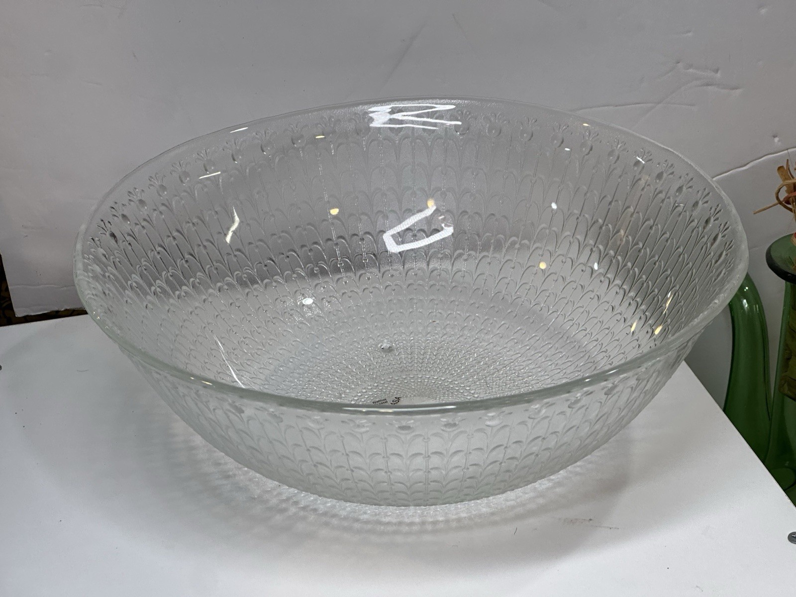Rare Vintage Mikasa Walther Crystal West Germany Swirl Floral Serving Bowl 10.5