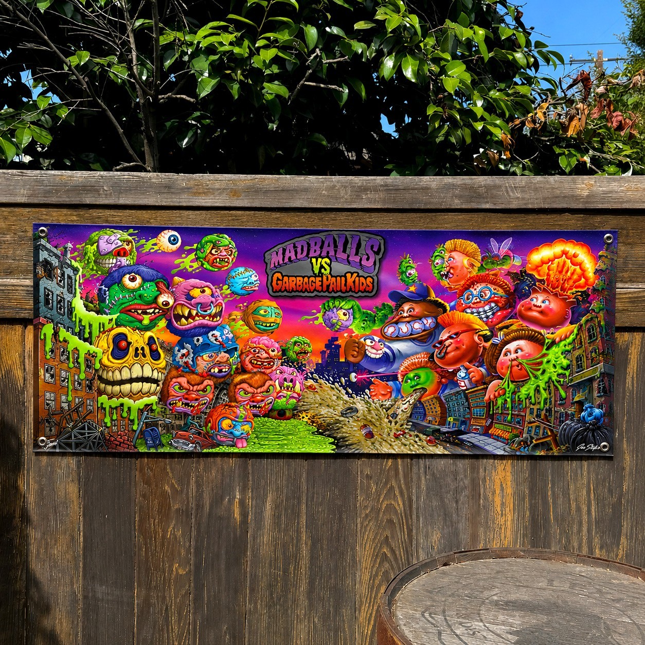 Madballs vs Garbage Pail Kids Banner 4 FEET Retro 80s Wall Decor Vinyl Sign