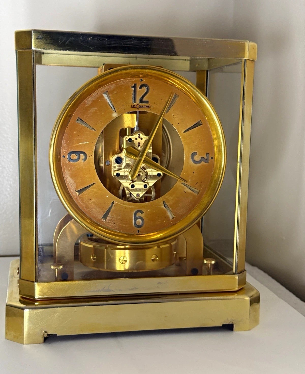 LeCoultre 519 Swiss Brass & Glass Atmos Clock